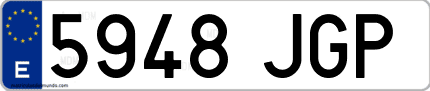 Ejemplo de matrícula de coche ordinaria 5948 JGP