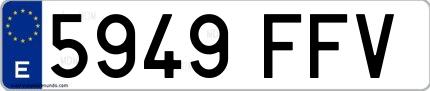 Ejemplo de matrícula española 5949 FFV