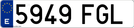 Ejemplo de matrícula de coche ordinaria 5949 FGL