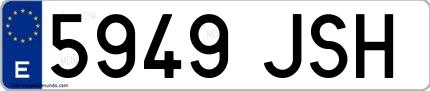 Ejemplo de matrícula española 5949 JSH