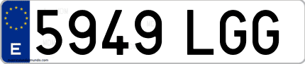 Ejemplo de matrícula de coche ordinaria 5949 LGG