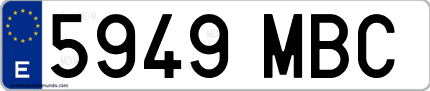 Ejemplo de matrícula de coche ordinaria 5949 MBC