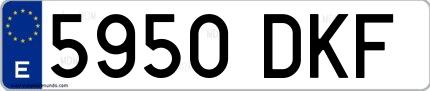 Ejemplo de matrícula española 5950 DKF