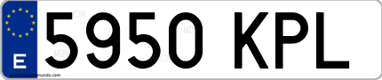 Ejemplo de matrícula de coche ordinaria 5950 KPL