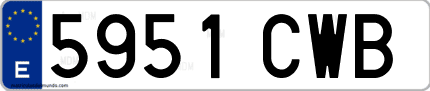 Ejemplo de matrícula de coche ordinaria 5951 CWB