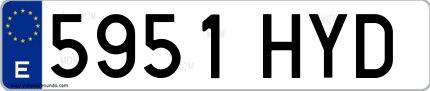 Ejemplo de matrícula de coche ordinaria 5951 HYD