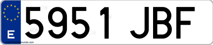 Ejemplo de matrícula de coche ordinaria 5951 JBF