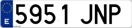 Ejemplo de matrícula española 5951 JNP