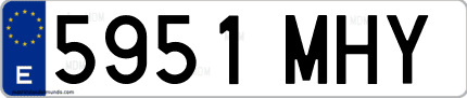 Ejemplo de matrícula de coche ordinaria 5951 MHY