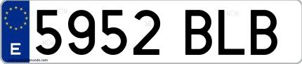 Ejemplo de matrícula española 5952 BLB
