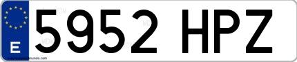 Ejemplo de matrícula española 5952 HPZ