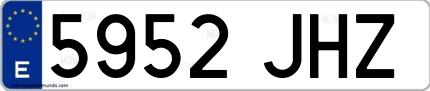Ejemplo de matrícula española 5952 JHZ