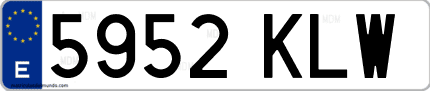 Ejemplo de matrícula de coche ordinaria 5952 KLW