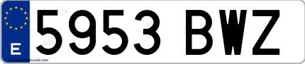 Ejemplo de matrícula española 5953 BWZ
