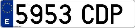 Ejemplo de matrícula española 5953 CDP