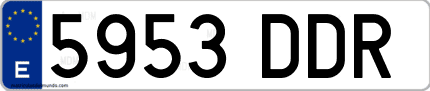 Ejemplo de matrícula de coche ordinaria 5953 DDR