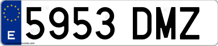 Ejemplo de matrícula de coche ordinaria 5953 DMZ