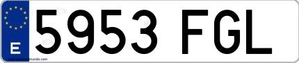 Ejemplo de matrícula española 5953 FGL