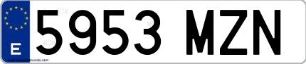 Ejemplo de matrícula española 5953 MZN