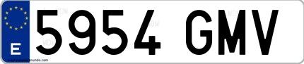 Ejemplo de matrícula española 5954 GMV