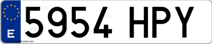 Ejemplo de matrícula de coche ordinaria 5954 HPY
