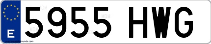 Ejemplo de matrícula de coche ordinaria 5955 HWG