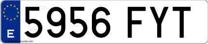 Ejemplo de matrícula española 5956 FYT