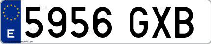 Ejemplo de matrícula española 5956 GXB