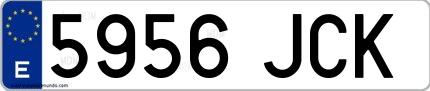 Ejemplo de matrícula española 5956 JCK