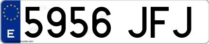 Ejemplo de matrícula española 5956 JFJ