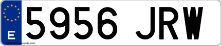 Ejemplo de matrícula de coche ordinaria 5956 JRW