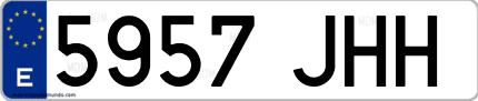 Ejemplo de matrícula de coche ordinaria 5957 JHH