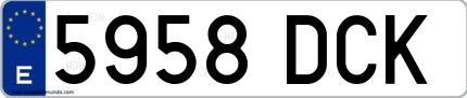 Ejemplo de matrícula española 5958 DCK
