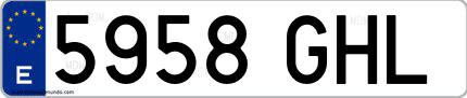 Ejemplo de matrícula española 5958 GHL