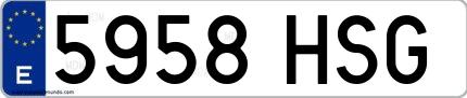 Ejemplo de matrícula española 5958 HSG