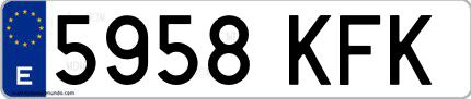 Ejemplo de matrícula española 5958 KFK