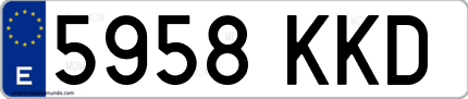 Ejemplo de matrícula de coche ordinaria 5958 KKD