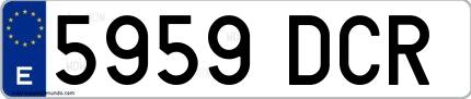 Ejemplo de matrícula de coche ordinaria 5959 DCR
