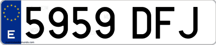 Ejemplo de matrícula de coche ordinaria 5959 DFJ
