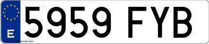 Ejemplo de matrícula española 5959 FYB