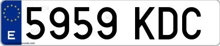 Ejemplo de matrícula española 5959 KDC