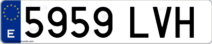Ejemplo de matrícula de coche ordinaria 5959 LVH