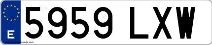 Ejemplo de matrícula española 5959 LXW