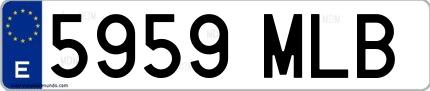 Ejemplo de matrícula de coche ordinaria 5959 MLB