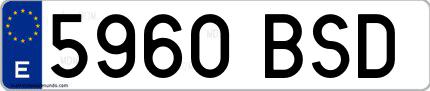 Ejemplo de matrícula española 5960 BSD