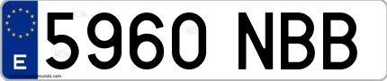 Ejemplo de matrícula española 5960 NBB