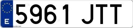 Ejemplo de matrícula española 5961 JTT