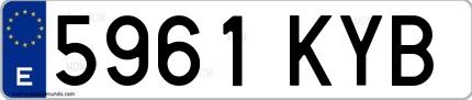 Ejemplo de matrícula española 5961 KYB