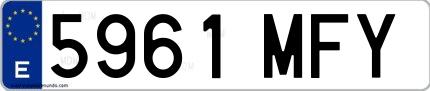 Ejemplo de matrícula de coche ordinaria 5961 MFY
