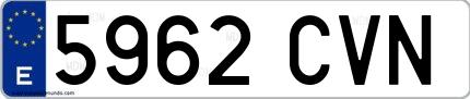 Ejemplo de matrícula española 5962 CVN